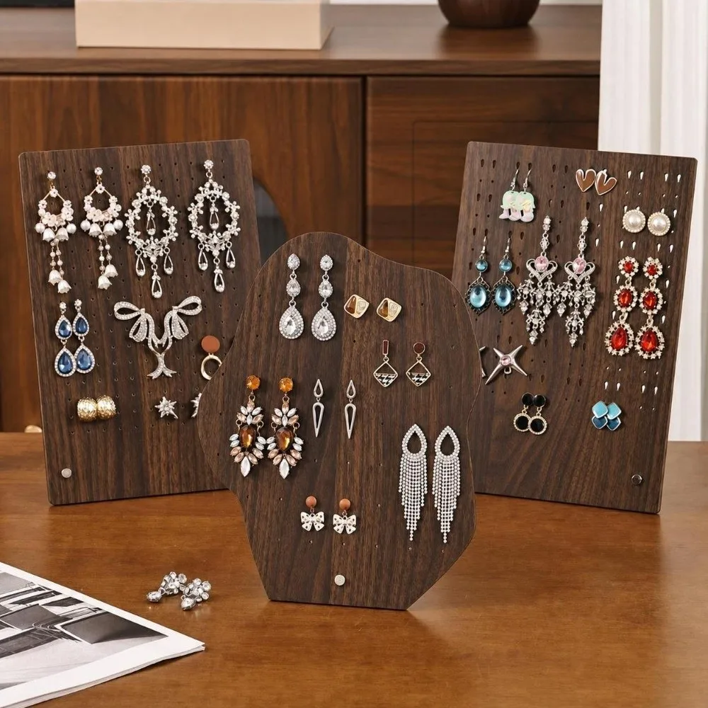 New Wood Jewelry Display Stand Easel Design Irregular Shape Earring Holder Stand Walnut Color Shelf Jewelry Shop Window