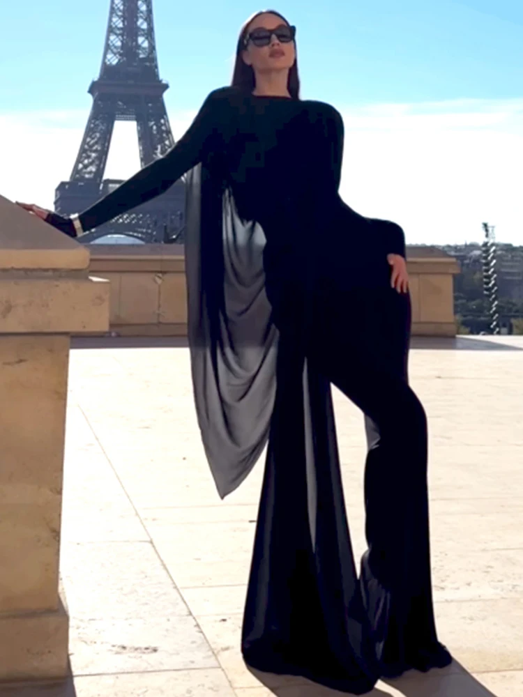 فساتين Kliou أنيقة مكشكشة طويلة للسيدات للخريف، تصميم شبكي غير منتظم، فساتين أساسية متينة وبسيطة غير رسمية #2