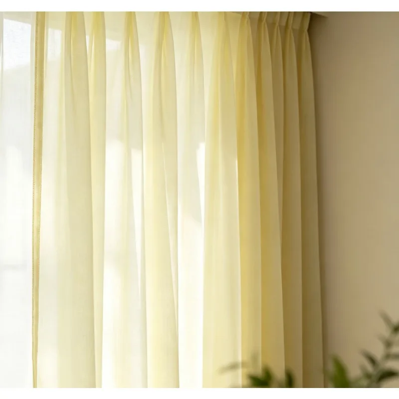 Simple Light Yellow Velvet Fabric, Translucent But Not Transparent, Curtains for Living Room, Bedroom, Balcony