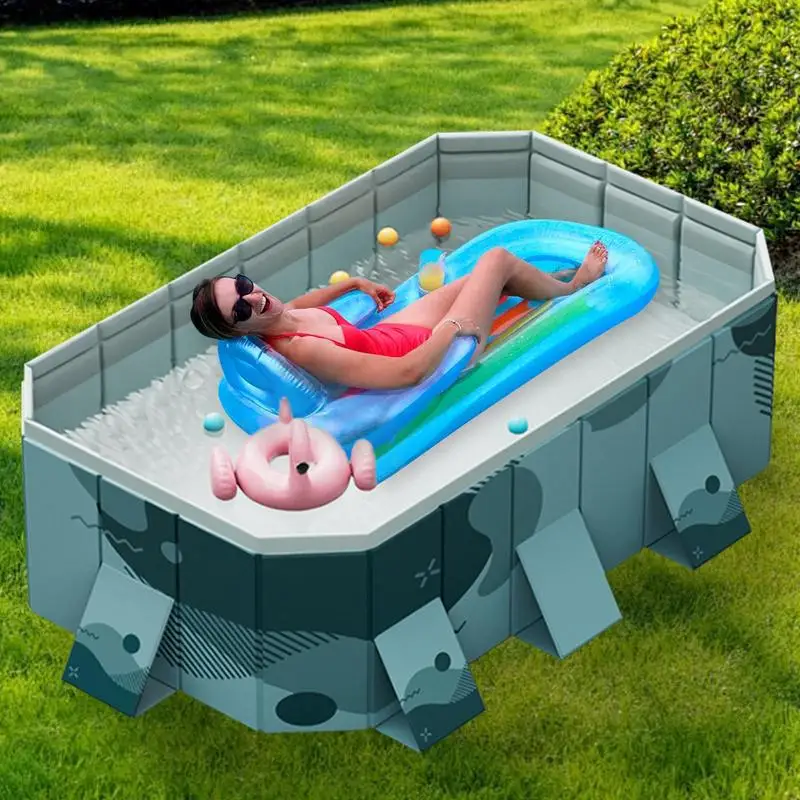 Piscina plegable al aire libre para niños y mascotas, piscina familiar gigante grande, sin inflación