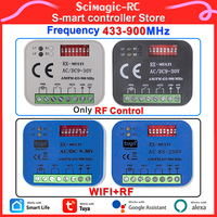 2CH Garage Door Receiver Module with Tuya WiFi or 433mhz RF Remote function.AC/DC 9-30V 85-250V RX-Multi 300-868MHz Gate Switch