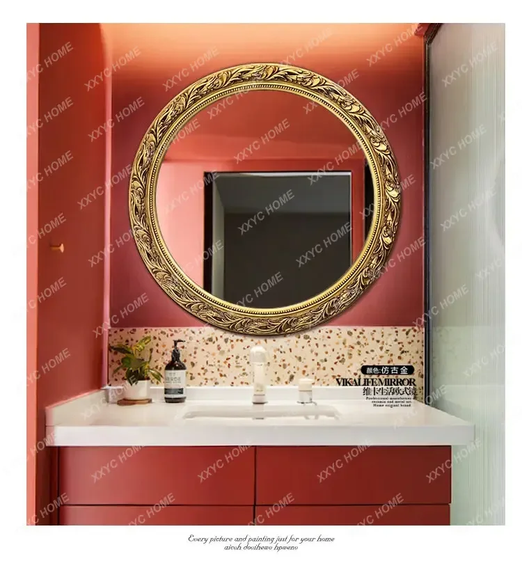 

retro wall-mounted bathroom mirror bedroom vanity mirror fireplace decorative hanging mirror