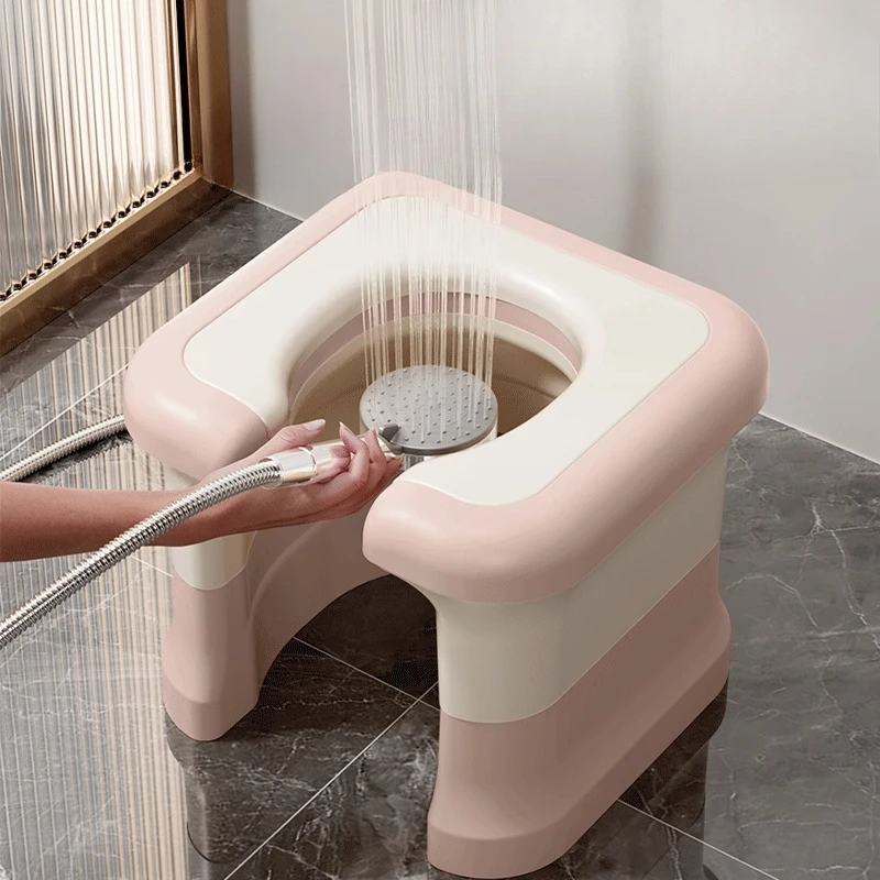 Portable Commode Chair for Home Use Adjustable Height Toilet Stool Aid, Folding Bathroom Step Stool Squatting Support Seat Frame