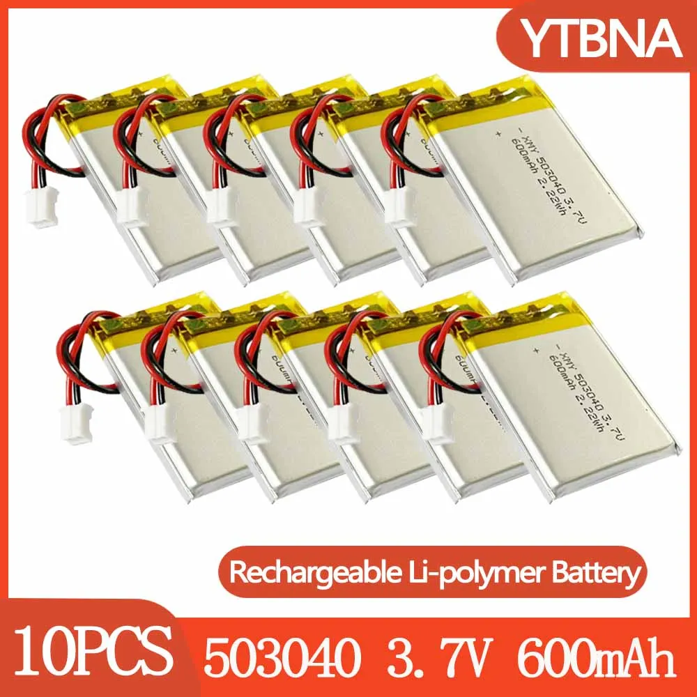 

10 шт. 503040 3,7 В 600 мАч перезаряжаемая полимерная литиевая батарея для GPS-навигатора Bluetooth-гарнитура PS4 контроллер электрические игрушки