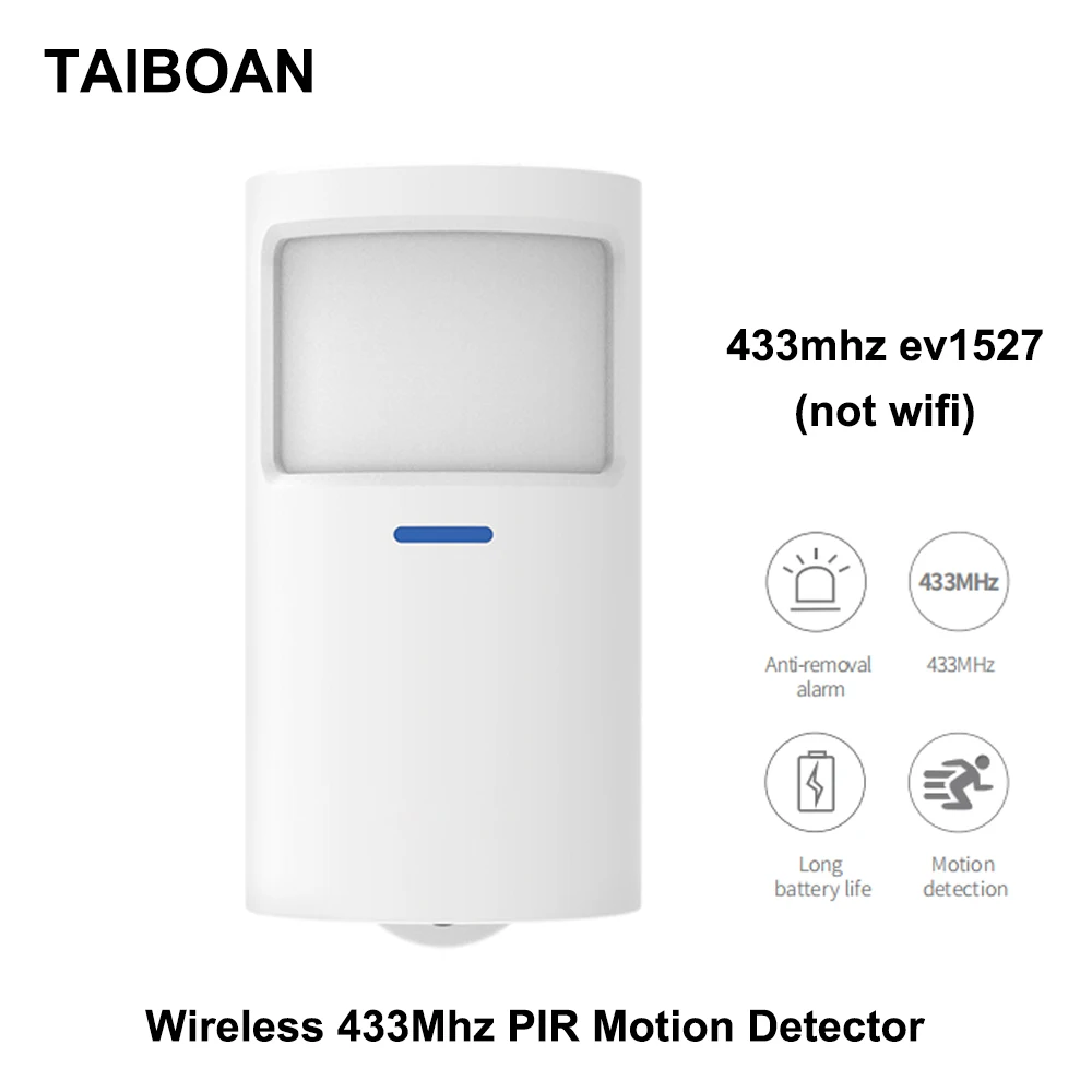 taiboan pir motion sensor smart home detector infravermelho humano compativel 433mhz sistema de alarme de seguranca sem fio trabalhar com tuya 01