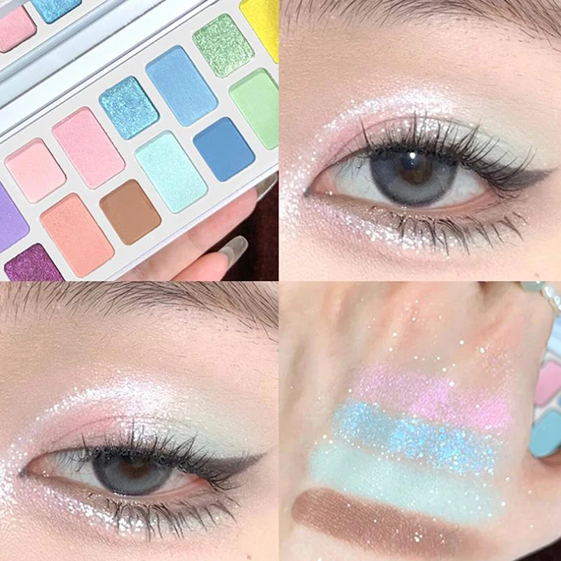 DIKALU 16 Color Eyeshadow Palette Professional Women Makeup Long-Lasting Pearly Shiny Pink Blue Green Eye Shadow Palette Glitter