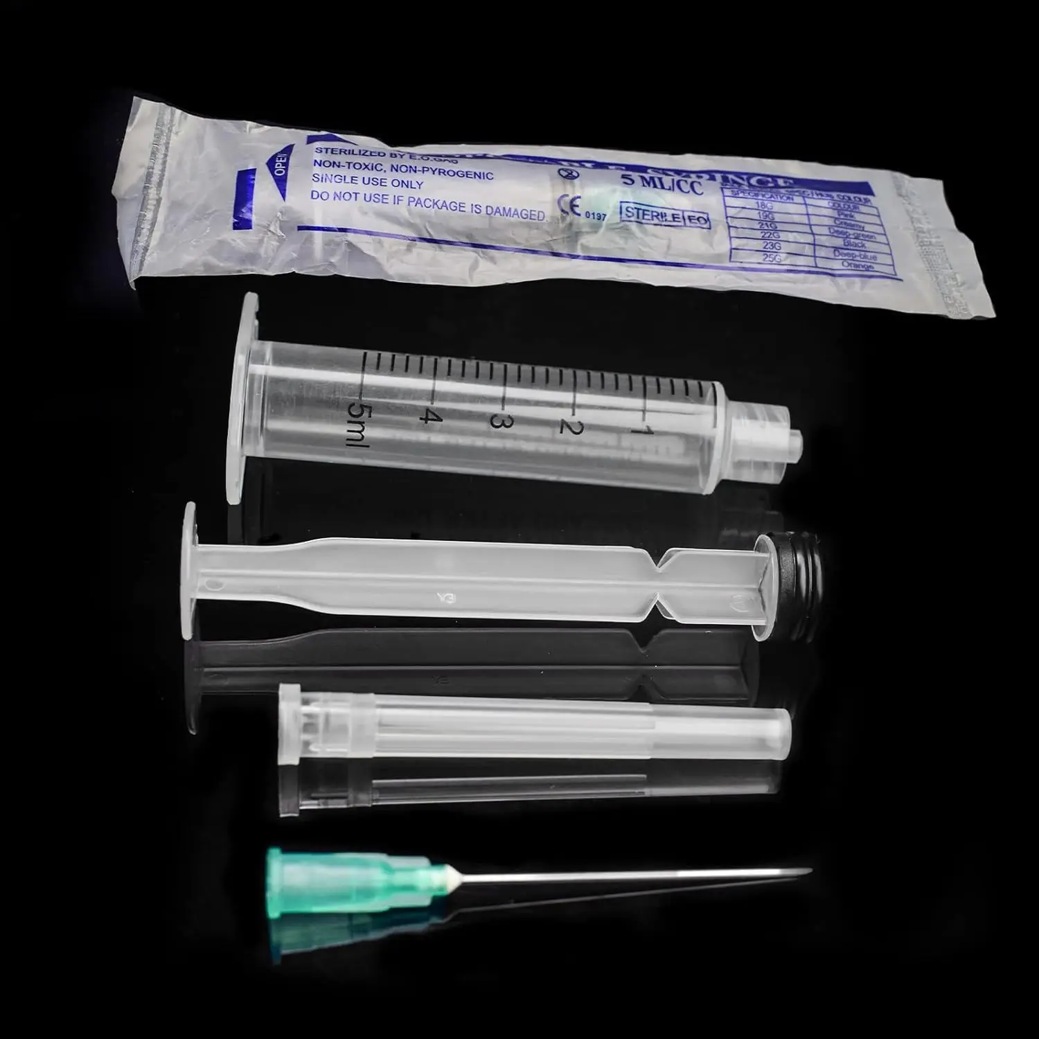 5ml Syringes with 21G  Needle, Disposable Luer Lock Syringe Individually Sterile Packed for Scientific Lab, Liquid Meas