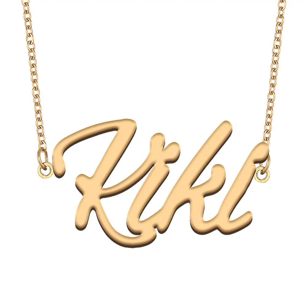 

Kiki Name Necklace for Women Gold Color Nameplate Pendant Stainless Steel Jewelry Collares Para Mujer Letters Choker