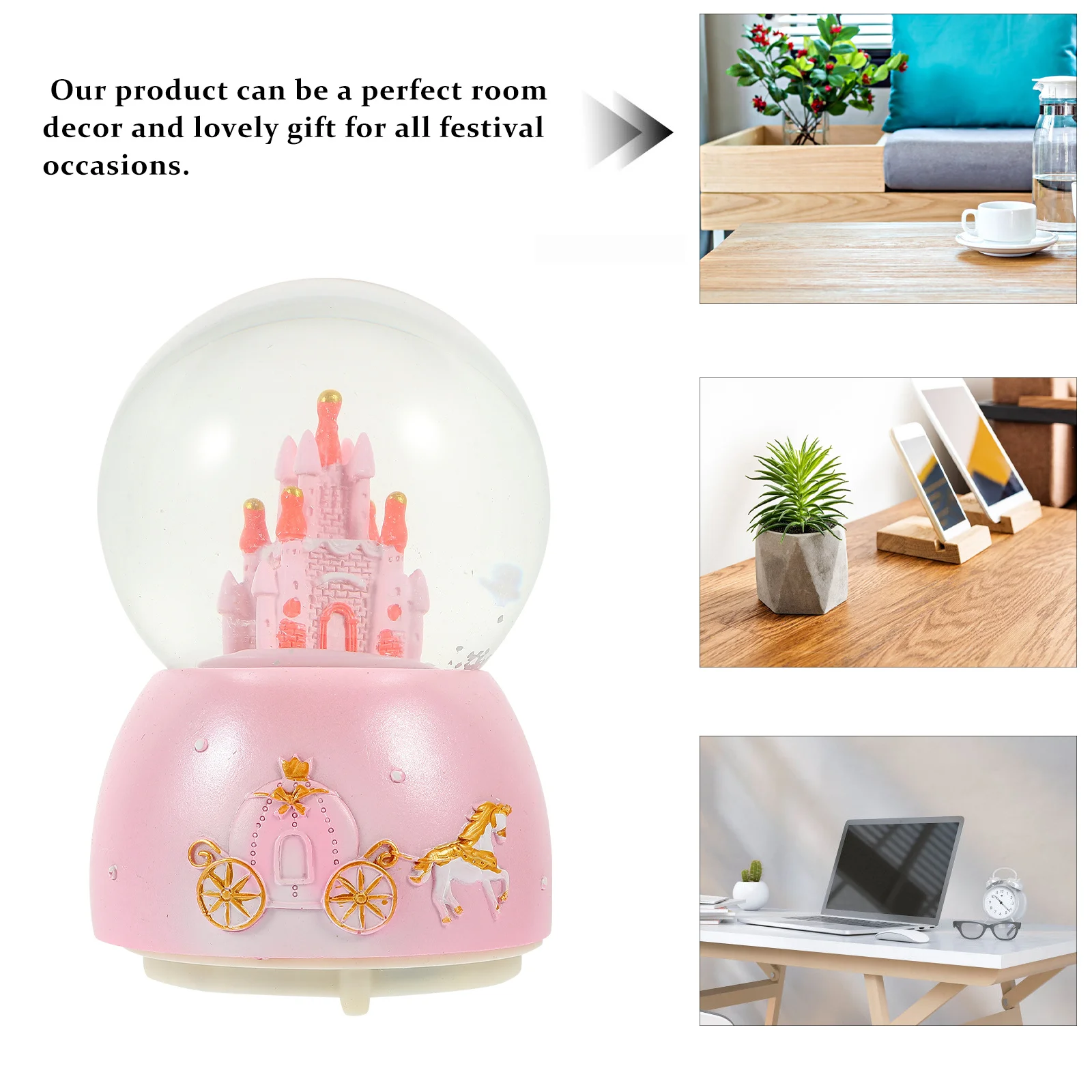 

1pc Music Box Crystal Ball Cartoon Resin Castle Glass Globe Home Decor Gift For Kids Desktop Ornament Musical Crystal Ball