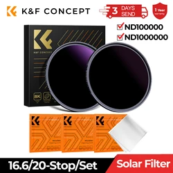 K&F CONCEPT Solar Filter ND100000/ND1000000 16.6/20-Stops Solid Neutral Density Celestial Event Photography Filters Multi-Layer