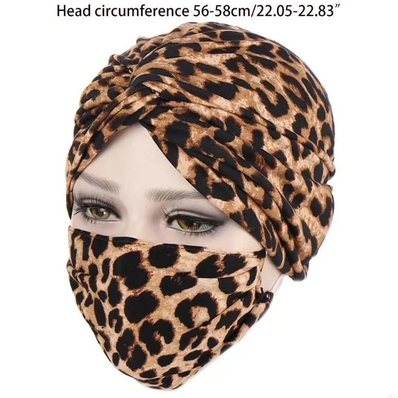2x Stretch Turban Hat Muslim Twist Hood Mask Set Sleep Cap for Home for Sun Prot