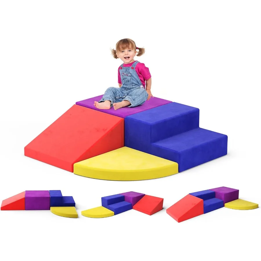 

Foam Climbing Blocks for Toddlers 1-3, 4pcs Soft Play Set with Crawling Exploration Toys, Indoor Outdoor Infant Safe Blocks for