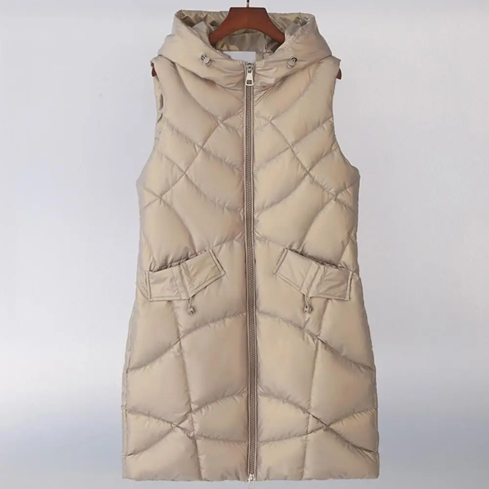 Manteau à capuche en fibre de coton avec col montant pour femme, cardigan, coupe couvertes, garde au chaud, vêtements d'extérieur rembourrés, fermeture éclair, hiver