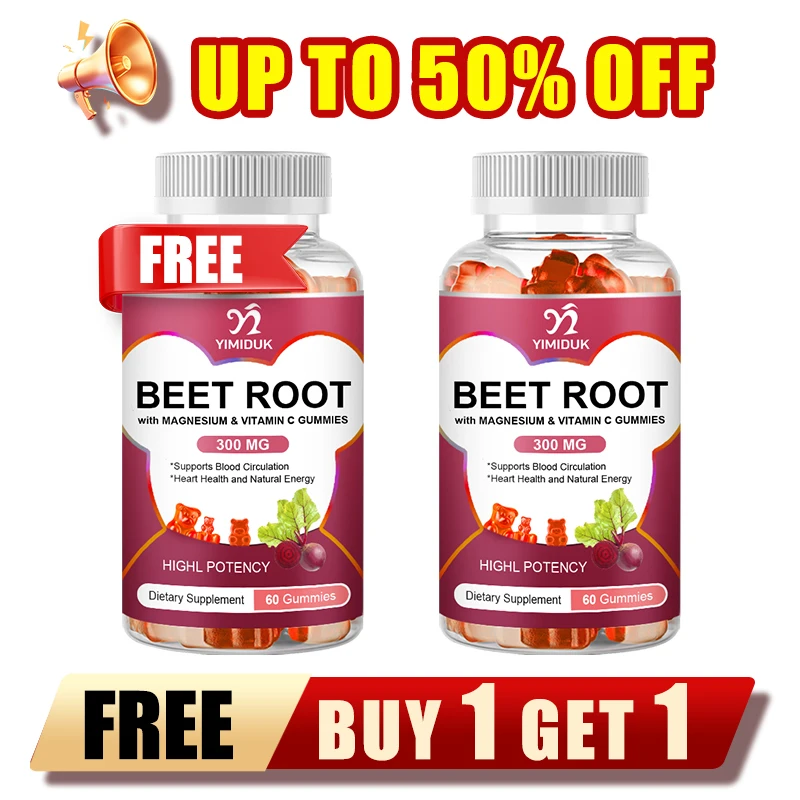 Beet Root Gummies – Beet Gummies – Red Beets Supplements with Beetroot, Magnesium,  Vitamin C – 60 Beet Chews