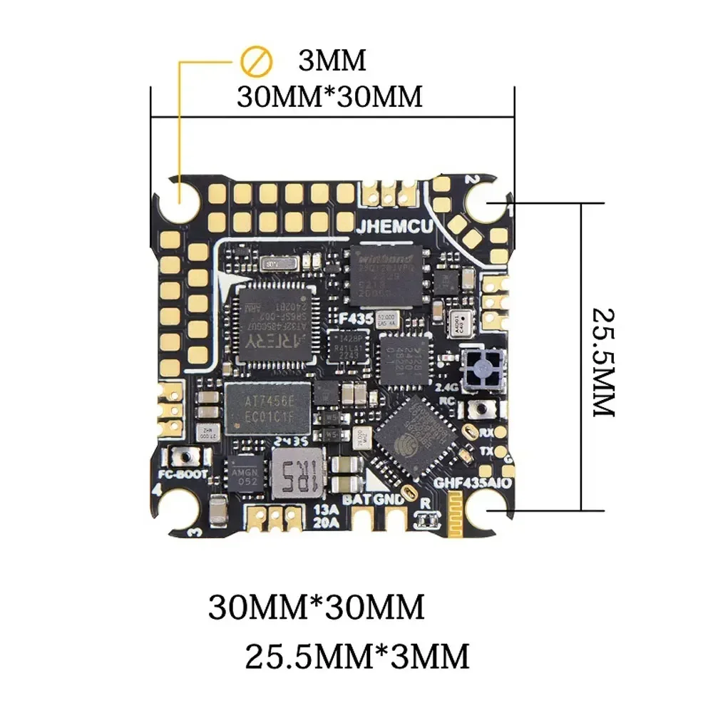 JHEMCU GHF435AIO V2 AIO Flight Controller Built-in ELRS OSD Baro Blackbox for Micro FPV Drone Gear