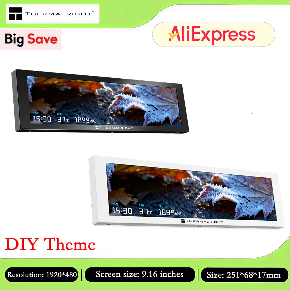 

Thermalright TROFEO VISION LCD IPS Full-Color LCD Screen, 9.16 Inches/DIY Setup/1920*480 Resolution/Magnetic/USB Type-C Port