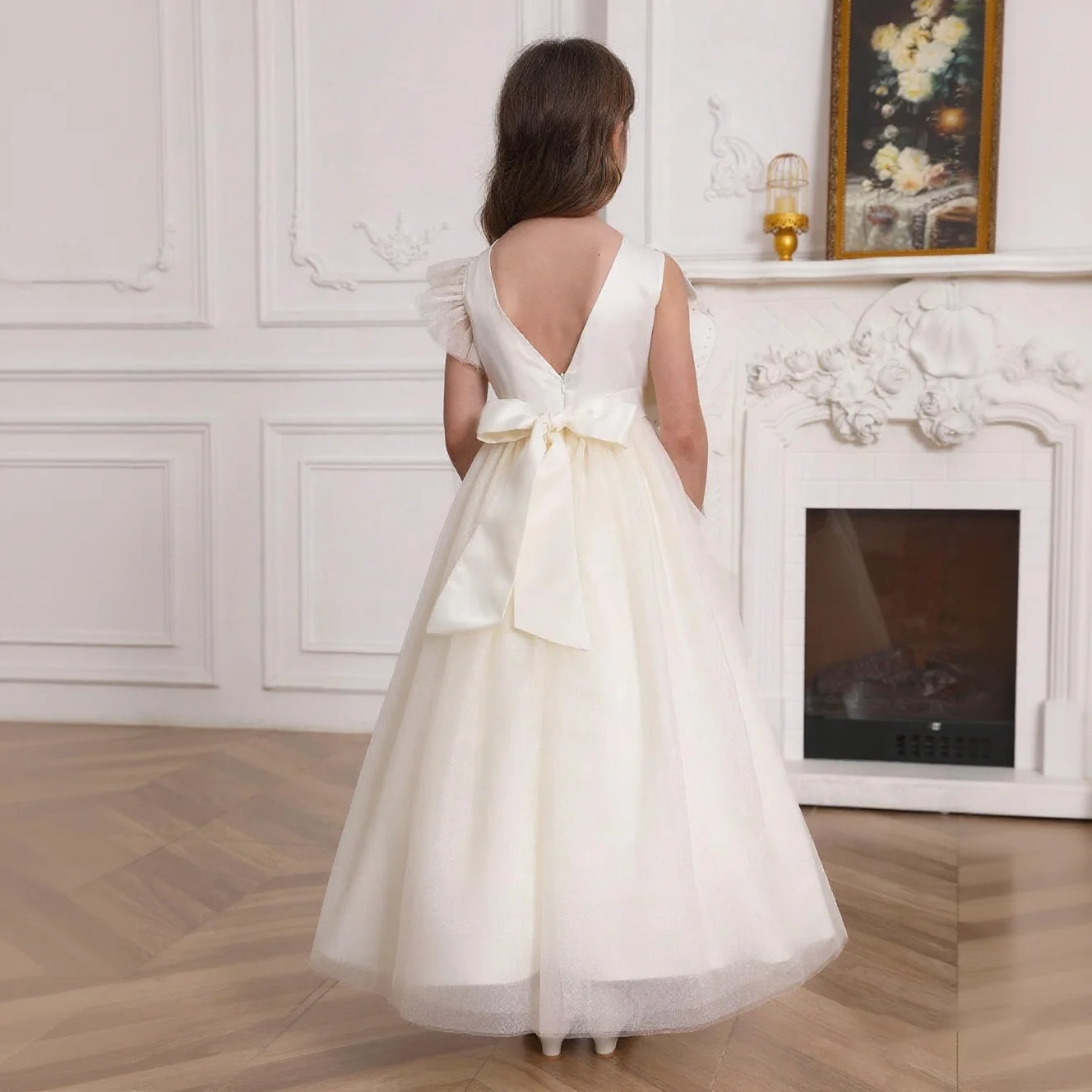 Summer New Girls' Three-Dimensional Large Flower Mesh Fluffy Skirt High-End Dress Birthday Party Princess Dress