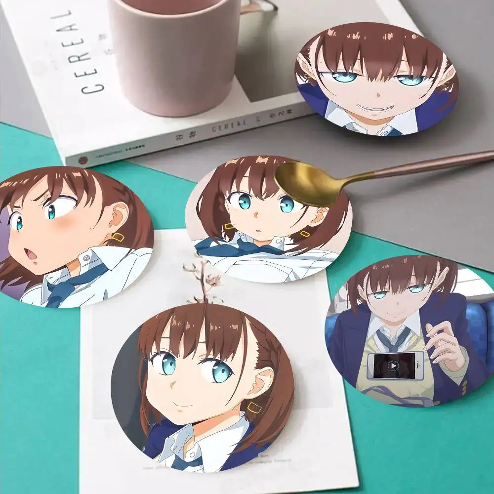 1pc Ai-chan Tawawa On Monday Wooden Coaster Colour Printing Cup Mat Home Desk Decoration Gifts