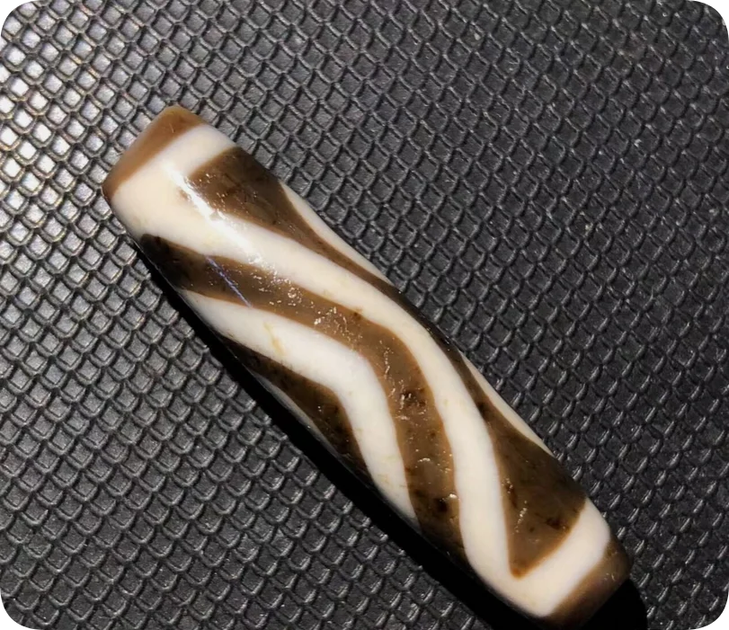 Rare Magic Tibetan Old Agate special Flat shape 3Eye Totem dZi Bead10*13*39.5mm