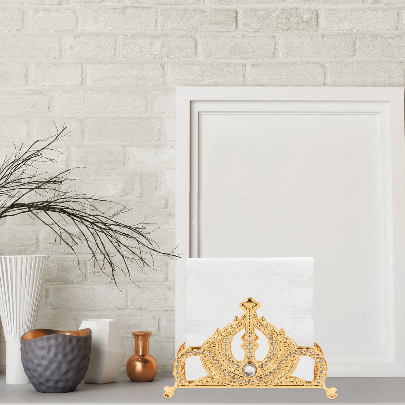 

Metal Paper Towel Holder Napkin Holders For Kitchen Tables Cocktail Dinner Golden Crown 150mmx27mmx83mm Creative Style