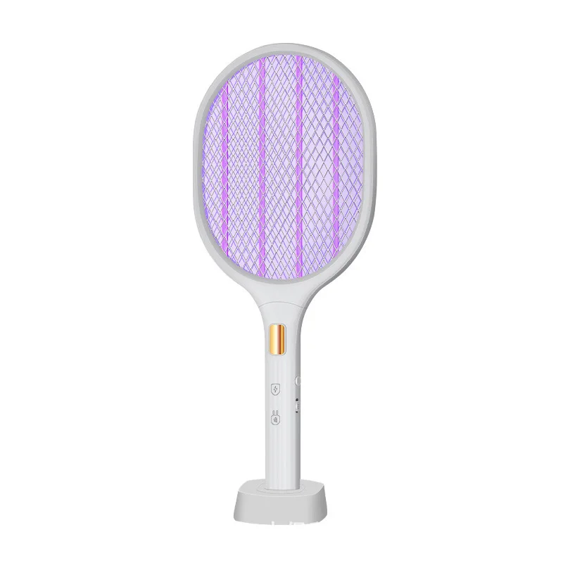 Handheld Electric Fly Swatter with TYPE-C Charging 3000V 2 in 1 Electric Mosquito Swatter Bug Zapper Racket Mosquito Killer Lamp