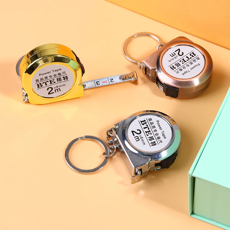 2M Mini Keychain Tape Measure Steel Tape Measure Delicate Small Steel Ruler Multipurpose Portable Steel Tape Measure Gift Ruler