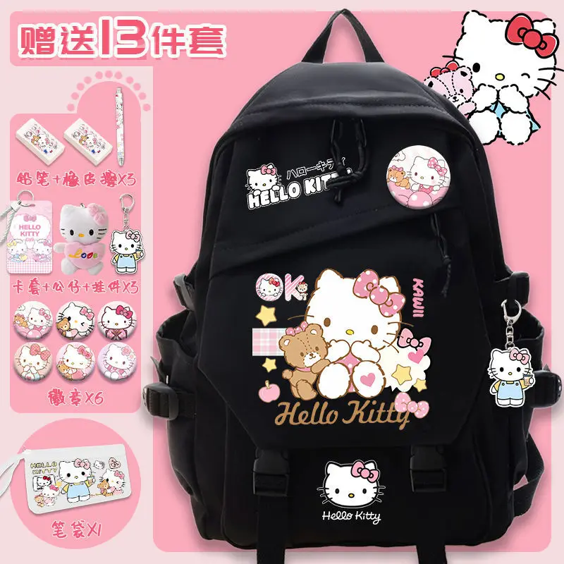 Sanurgente-Sac à dos de dessin animé mignon pour enfants, cartable étudiant Hellokitty, grande capacité, homme et femme, nouveau