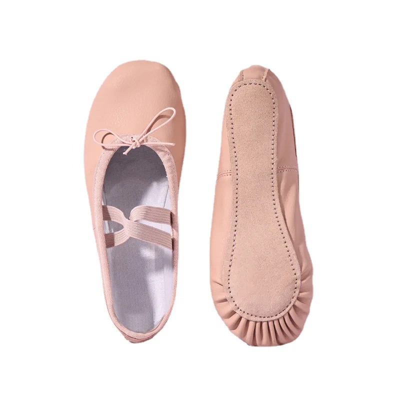 Kinder Gymnastik Tanz Schuhe Mädchen Weiche Sohle Erwachsene Folk Dance Anfänger PU Leder Rosa Ballett Training Schuhe für Frauen