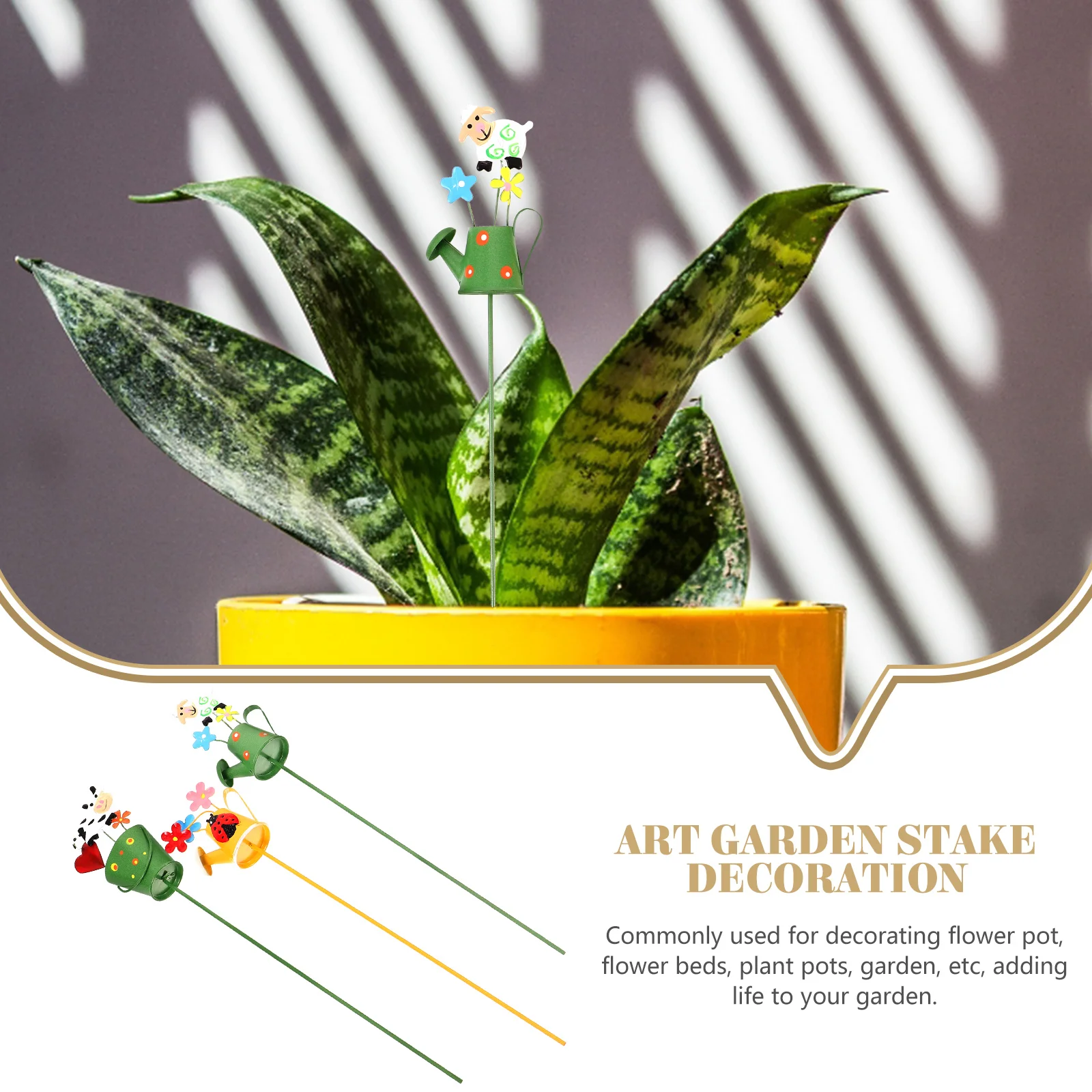 

3pcs Metal Potted Decoration Iron Stakes Cow Beetle Goat Garden Decor Lawn Ornament Plant Pot Landscaping Accessories Yard Stake