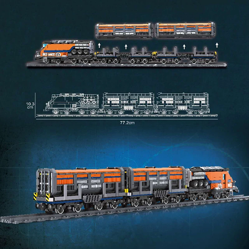 Kit de bloques de construcción de modelo de tren clásico, juguete de tren ferroviario DIY para niños y adultos, juego educativo de vástago, Idea de regalo de cumpleaños para niño, 1827 Uds.