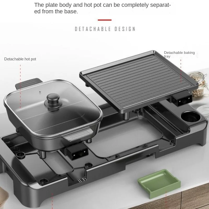 8078 Barbecue Oven Barbecue Plate Hot Pot Barbecue Roast and Instant Boil 2-in-1 Pot Mandarin Duck Electric Grill Pan