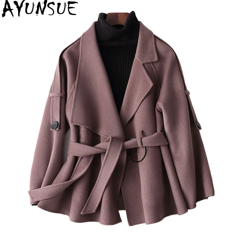 

AYUNSUE 2020 Casual Wool Coat Female Autumn Winter Double-sided Woolen Coat Women Short Outerwear casaco feminino 37149 WYQ1165