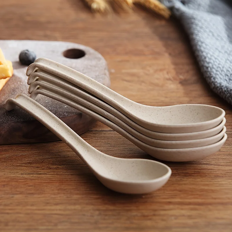 10pcs Premium Plastic Spoons - Extra-Length Handle for Easy Serving, Versatile Noodle & Soup Spoon, Perfect for Restaurants