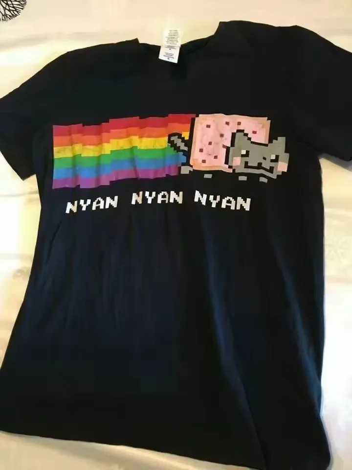 Y2K Retro Niedliches Weltraum-Katzen-Pixel-Art-Spiel Ästhetisches T-Shirt Gothic Amerikanische Streetwear Grafik-Oberteile Damen Herren Baumwolle Weiche Oberteile – Detail 2