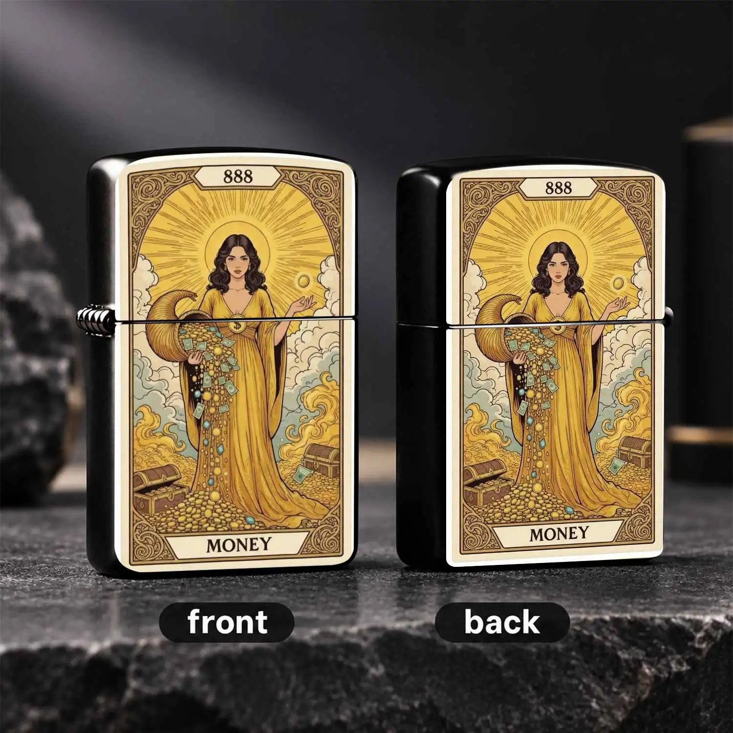 Vintage Tarot Style 888 Wealth Goddess Portable Lighter, Symbolizes Prosperity Abundance And Good Fortune, Suitable For All Daily Scenarios, Creative Stylish Decor, Meaningful Auspicious Practical Gift For Yourself And Your Loved Ones A Hum