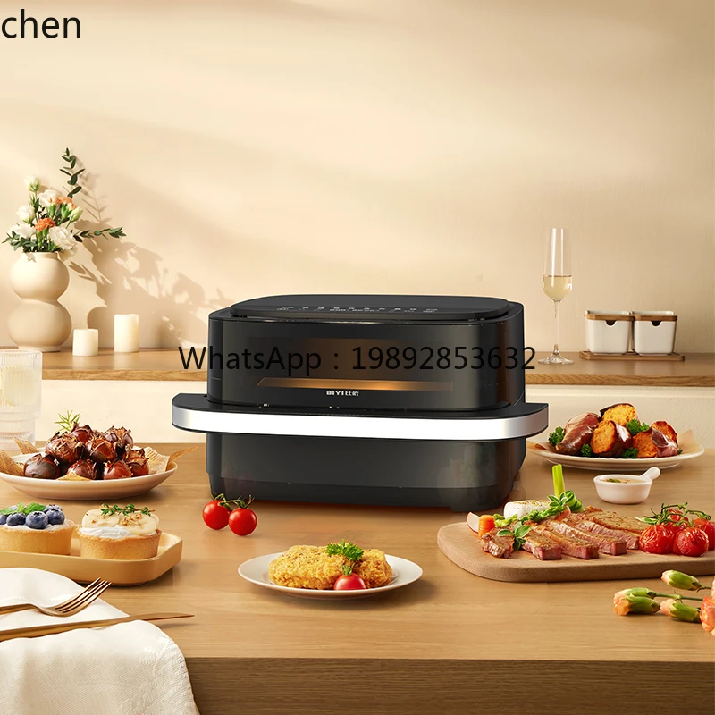 Friggitrice ad aria per uso domestico, grande capacità, comoda macchina per pizza, forno elettrico visivo