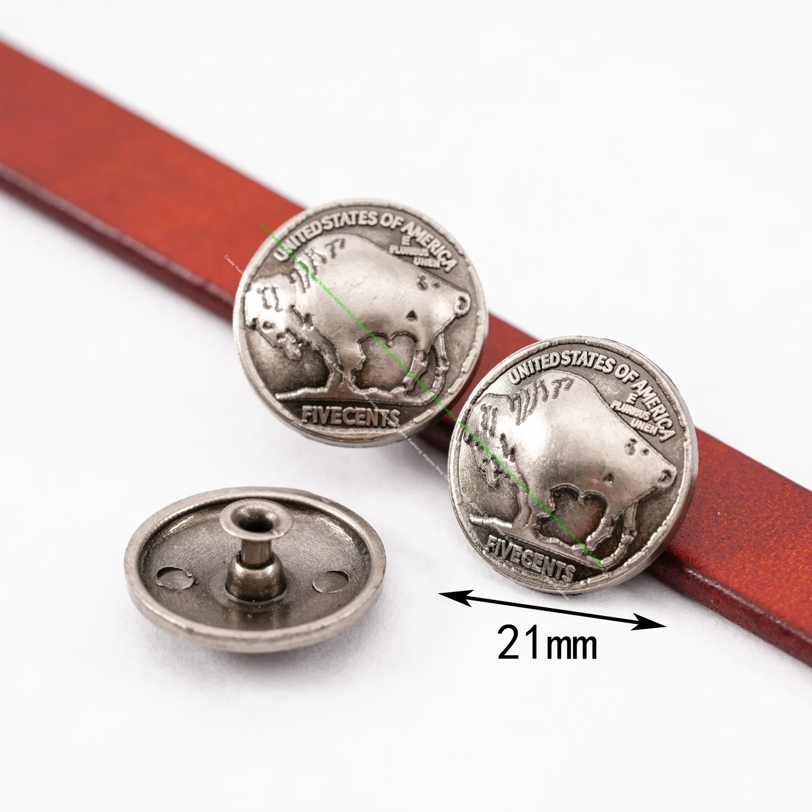 

Лот, 10 шт., 22*22 мм, заклепки, шпильки, металлическая голова буйвола, никель, ручная работа, кожаная монета, пуговицы, поясная сумка, набор украшений