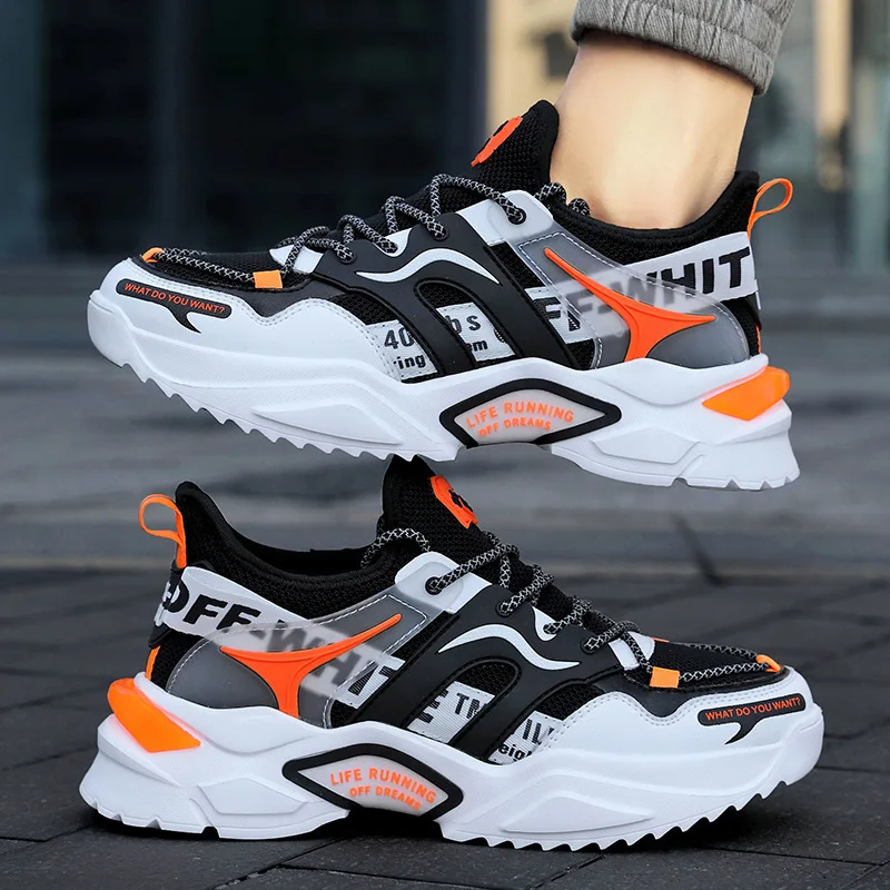 

Men Casual Shoes Flat Breathable Non-slip Sneakers Male Hard-Wearing Light Mesh Lace Up 2024 Sole Trendy Sports Large Running