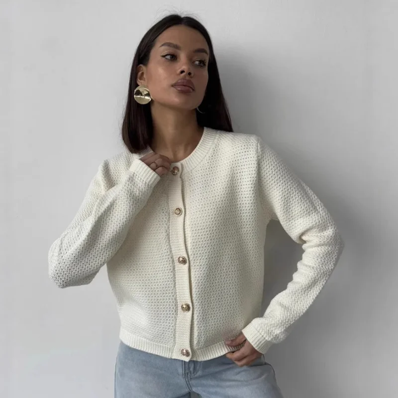 

Короткий вязаный кардиган в европейском и американском стиле