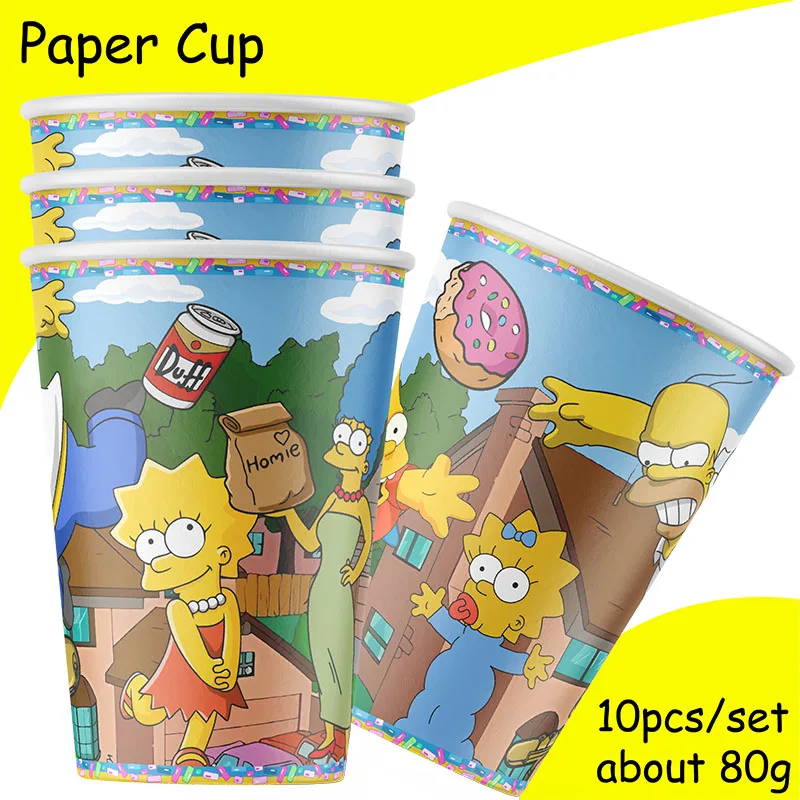 DisneyThe Simpsons Decorazioni per feste Stoviglie Tazza Piatto Tovagliolo Adesivo Tovaglia Palloncini Sfondo Bambini Baby Shower Forniture