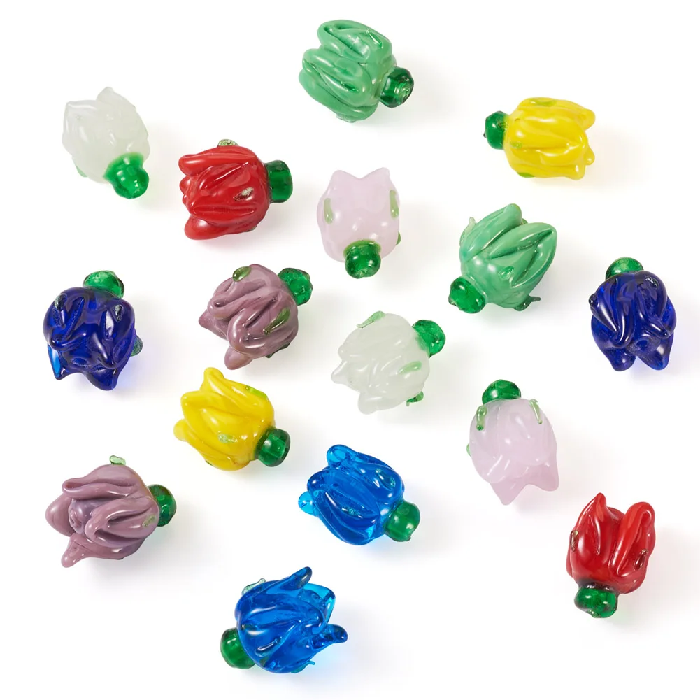 

1 Set Handmade Tulips Flower Lampwork Beads Floral Loose Beads for DIY Bracelets Earrings Necklace Jewelry Making Accessories