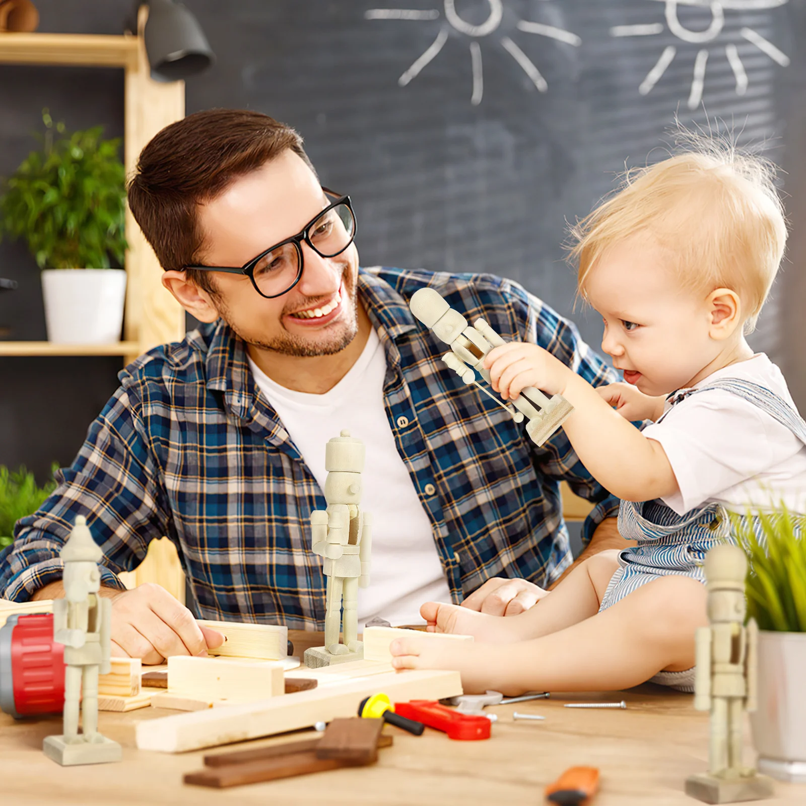 

6Pcs Unfinished Nutcracker Figures Premium Wood Material Sturdy Design Desktop Decoration Nutcracker Christmas Soldiers