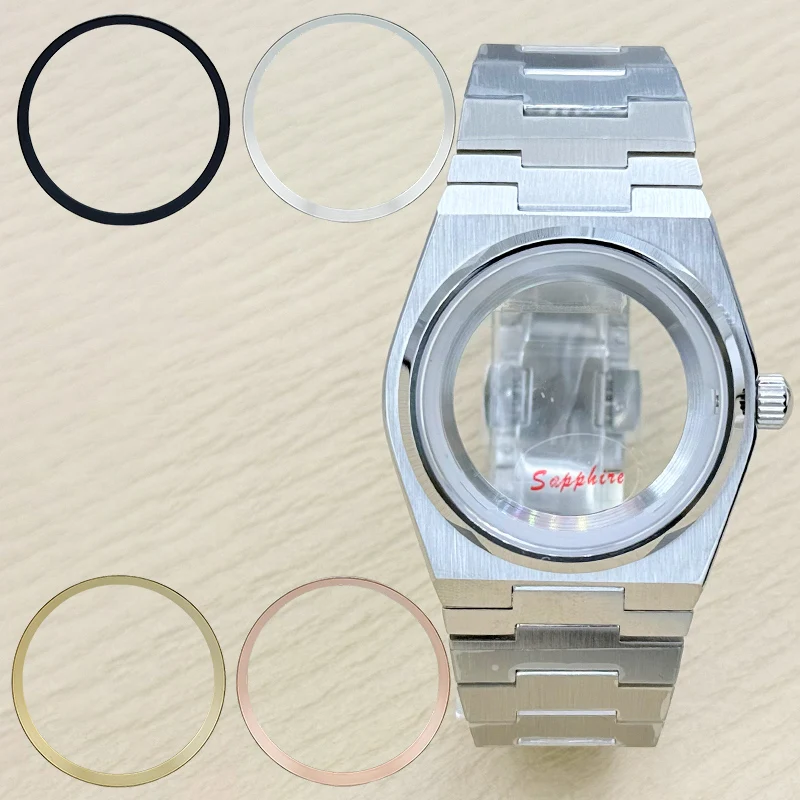 Mod PRX Super Player 40mm Sapphire Glass case + strap Fit NH35 NH36 4R35 4R36 Movement Watch Case +Inner Shadow Ring parts