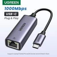 UGREEN-adaptador Ethernet USB tipo C para ordenador portátil, tarjeta de red Ethernet de 1000/100Mbps, Lan, RJ45, Thunderbolt 3, Macbook, Samsung, iPad