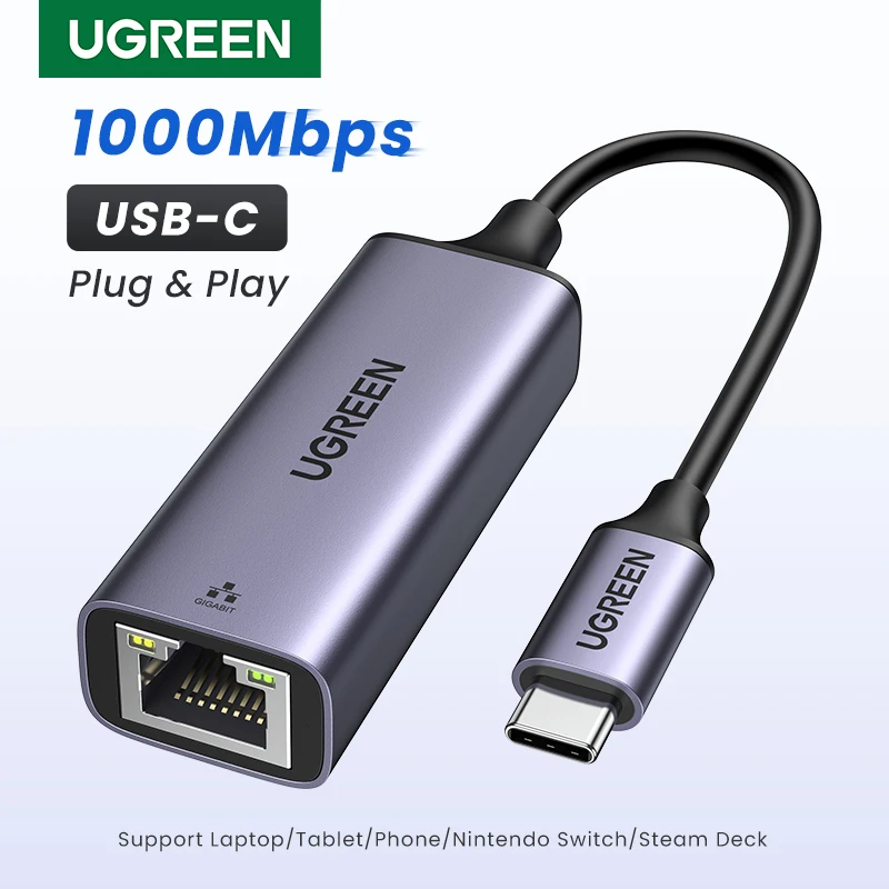 UGREEN USB C Ethernet Adapter sieciowy USB do RJ45 USB Ethernet Adapter do laptopa Macbook Samsung S20 USB Ethernet karta sieciowa