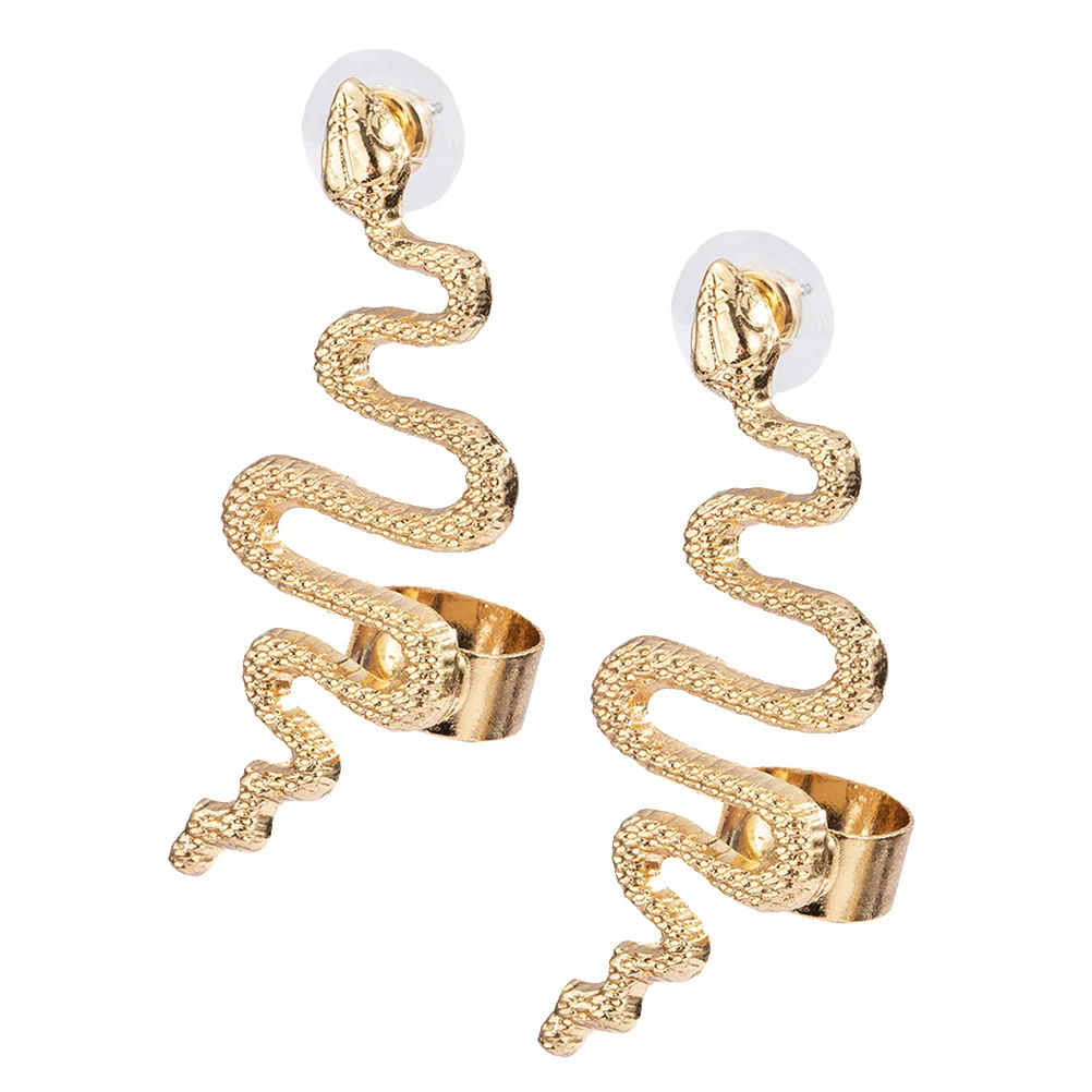 

2Pcs Snake Studs Women Alloy Earrings Fashion Small Serpentine Clip Shaped Snake Ear Studs Gift Party Trendy Ear Jewelry