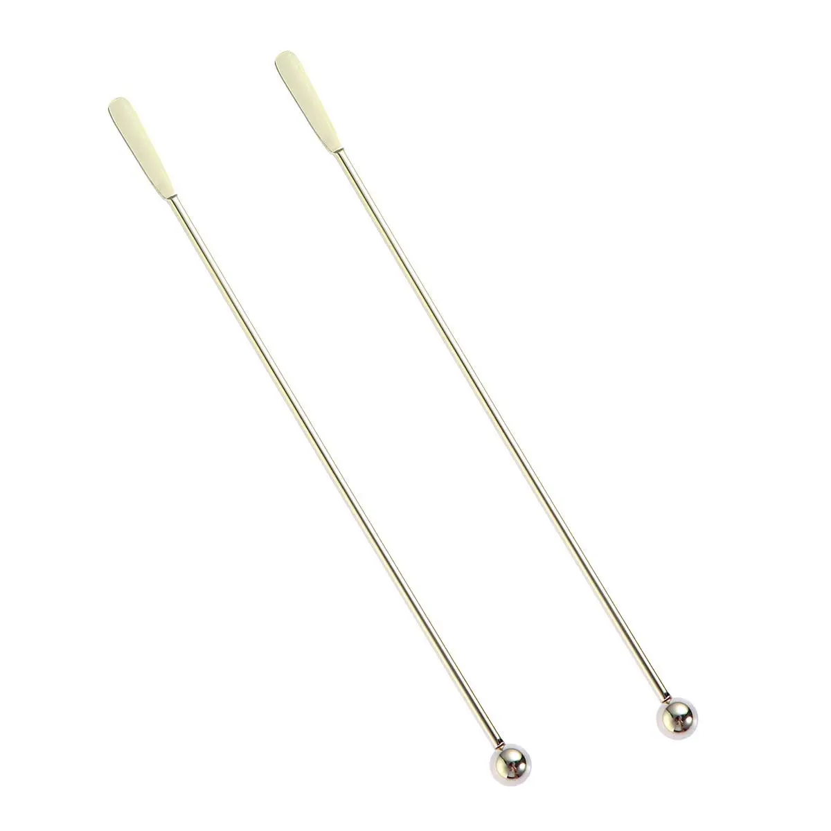 5Pcs Stainless Steel Cocktail Picks Martini Picks Flat Round Bead Golden Fruit Stick Set Multipurpose Coffee Stirrer