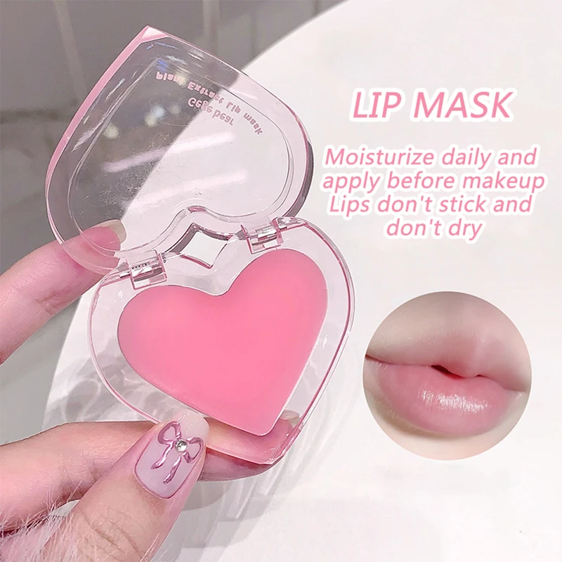 Ensemble de soins pour les lèvres en forme de cœur rose, hydratant, réduit les rides sèches, teinte transparente, miroir, huile pour les lèvres DUDU, masque pour filles, Base de maquillage