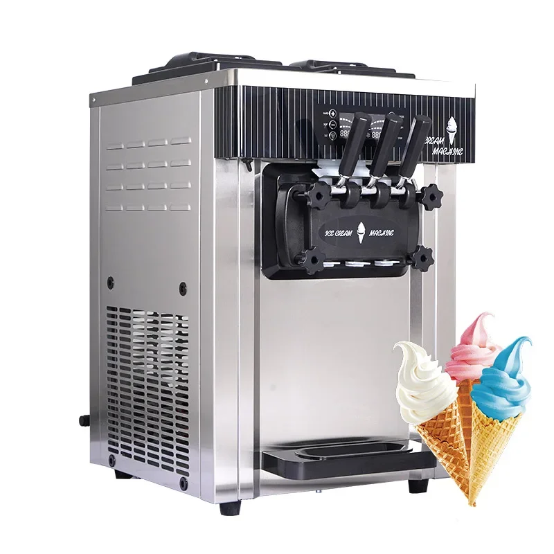 

25-28L/H Commercial Automatic Table Top Three Flavor Soft Serve Ice Cream Making Machine Maker Soft Ice Cream Machine