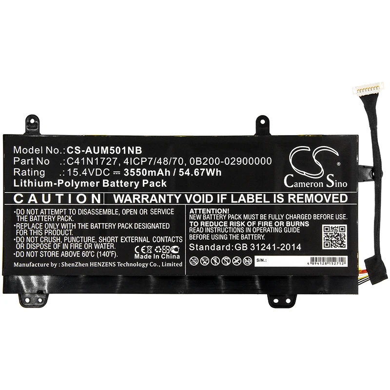 15.4V 3550mAh Notebook, Bateria do laptopa C41N1727 do Asus GM501GM-EI017T,GM501GM,GM501GS,GM501GS-XS74,EI013T,EI007T,ei039T+Narzędzie